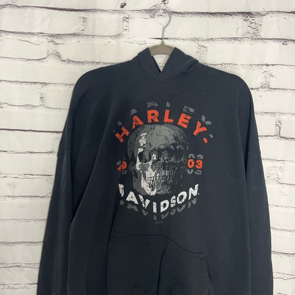 Harley-Davidson Skull Hoodie 2XL Eagle’s Nest Lathrop CA Black Biker Sweatshirt - Picture 7 of 15